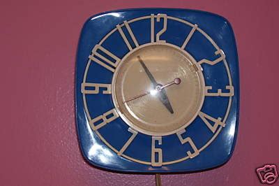 Vintage 1950s General Electric Blue Kitchen Wall Clock | #45115446