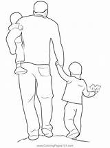 Father With Kids Coloring Page For  Free Father’s Day Printable sketch template