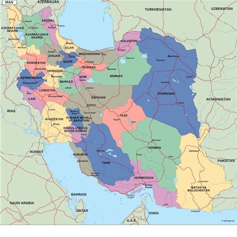 iran political map. Eps Illustrator Map | Vector World Maps