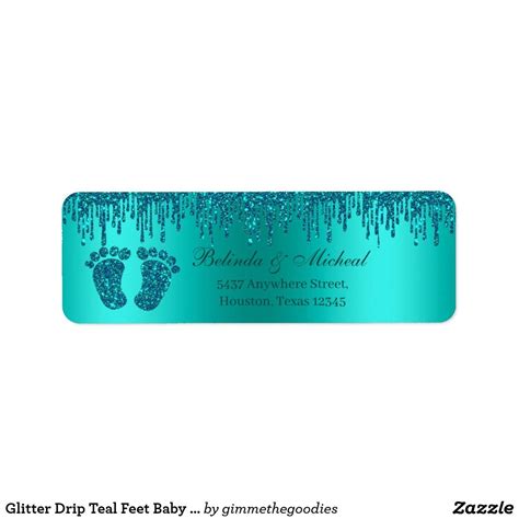 Glitter Drip Teal Feet Baby Shower Address Label | Zazzle | Mothers day cards, Baby shower ...