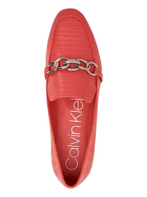 CALVIN KLEIN Womens Pink Chain Link Logo Banda Round Toe Slip On Loafers 9 M | eBay