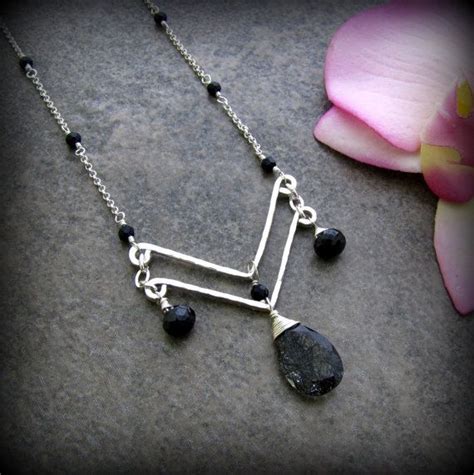 Black Tourmalinated Quartz Chevron Necklace by TheGemGypsy on Etsy, $95.00 - cool | Handmade ...