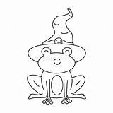 Cute Lovely Black And White Cartoon Character Wizard Frog Funny Vector  sketch template
