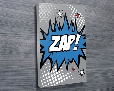 Comicbook Art Zap- Grey 1 - Canvas Prints Perth