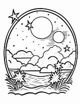 Night Sky Coloring Page sketch template