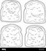 Slices Of bread With Fruit Jam Vector Black And White coloring Page  sketch template