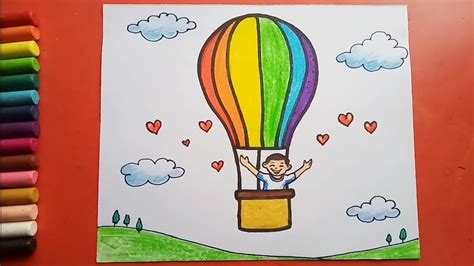 Easy Hot Air Balloon drawing - YouTube