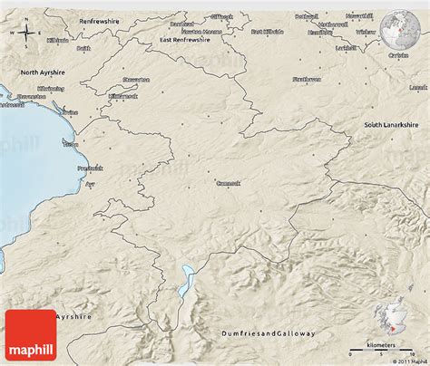 Shaded Relief 3D Map of East Ayrshire