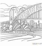 Sydney Opera House And Harbour Bridge coloring Page  Coloring Pages sketch template