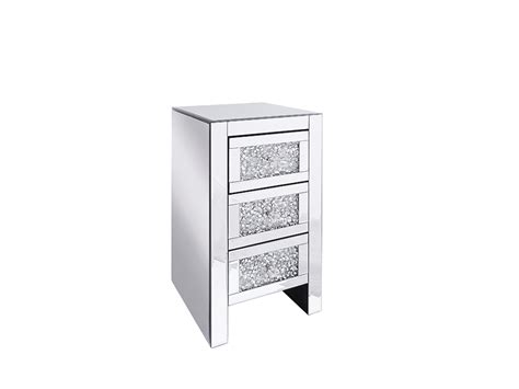 3 Drawer Mirrored Bedside Table Silver LORAY | Beliani.no