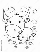 Cute Bull Coloring Book Page Vector Illustration Art Stock  sketch template