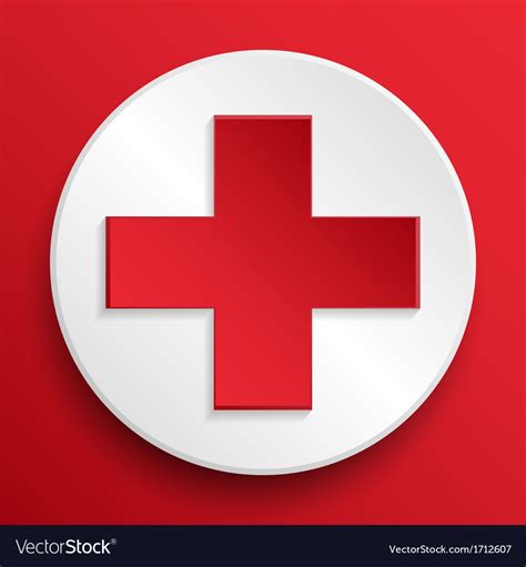 First aid medical button symbol Royalty Free Vector Image