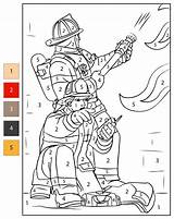 Color By Number Firefighters at Work  Free Printable Coloring Pages sketch template