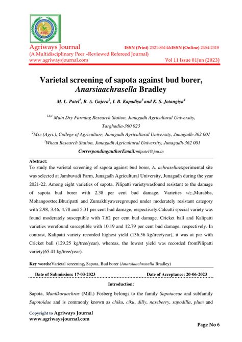 (PDF) Varietal screening of sapota against bud borer, Anarsia ...