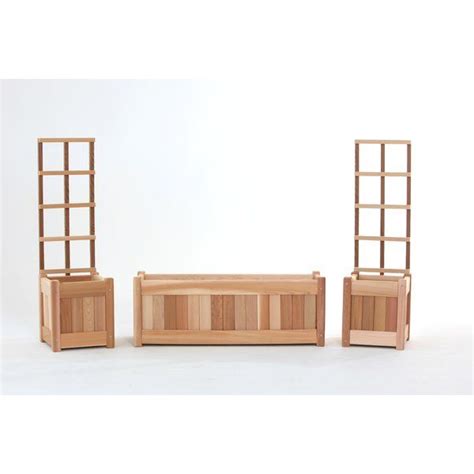 All Things Cedar 3 Piece Red Cedar Planter Box Set with Trellis | Wayfair | Cedar planters ...