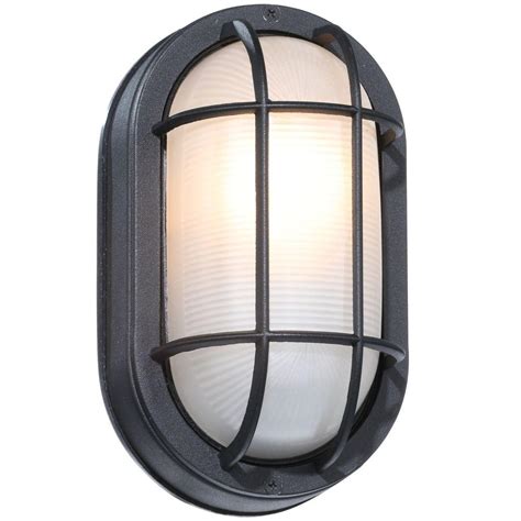 Hampton Bay Black Outdoor Oval Bulkhead Wall Light-HB8822P-05 - The Home Depot