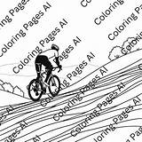 Riding A Bicycle Uphill Coloring Page  Pages AI sketch template