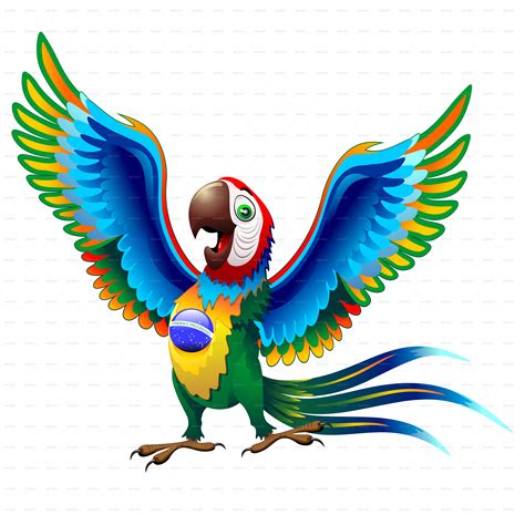 Macaw Cartoon with Brazil Flag Colors by Bluedarkat | GraphicRiver