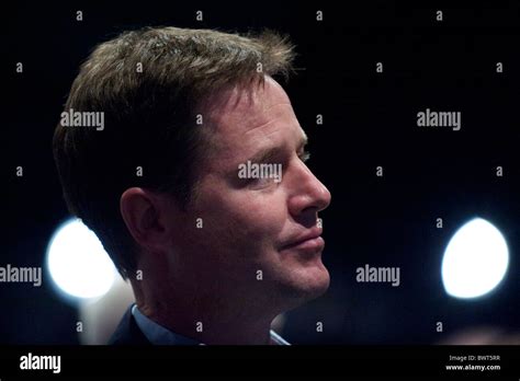 Deputy Prime Minister Nick Clegg (centre) listens during Welsh Liberal Democrat leader Kirsty ...