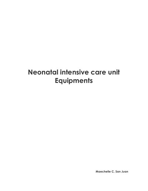 Equipment in The NICU | PDF | Neonatal Intensive Care Unit ...