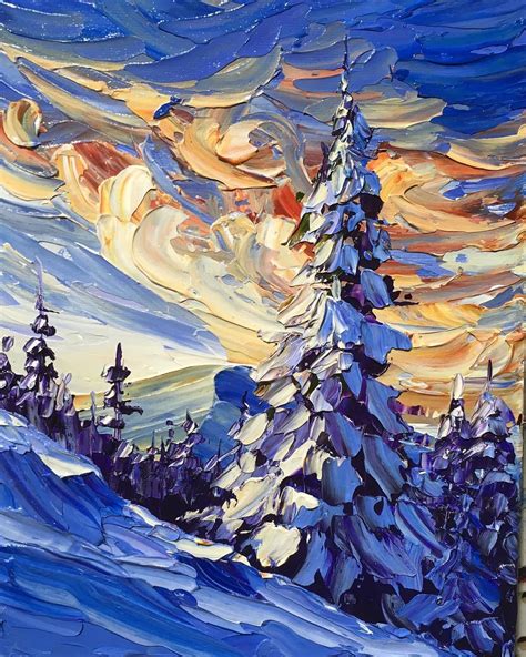 “Rise & Shine”, 8x10” acrylic palette knife painting. #snowpainting #snowghosts #win… | Картины ...
