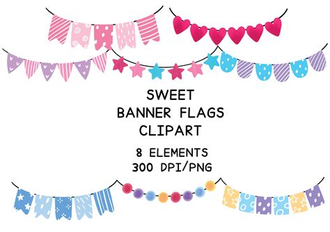 Cute Sweet Banner Flag Clipart. Graphic by Meawsally · Creative Fabrica