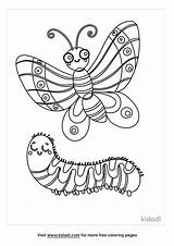 Caterpillar And Butterfly Coloring Page sketch template