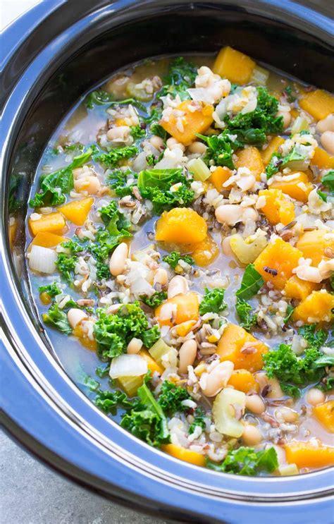 Slow Cooker Wild Rice Vegetable Soup - Kristine's Kitchen Vegan Crockpot, Healthy Slow Cooker ...