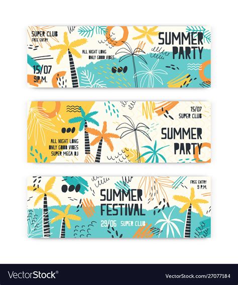 Summer festival banner templates set Royalty Free Vector