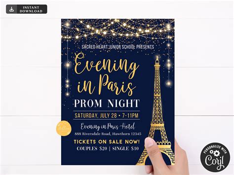 A Night in Paris Prom Flyer School Dance Flyer Digital - Etsy UK