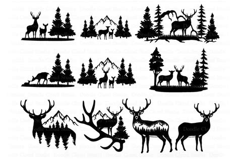 Deer Bundle SVG, Deer and Mountains SVG Files for Silhouette & Cricut ...