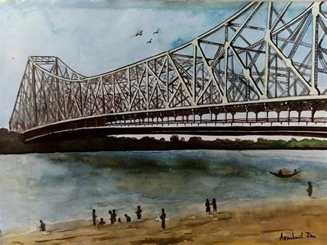 Pin by Sourish Gue on Bengali art | Canvas painting landscape, Bridge ...