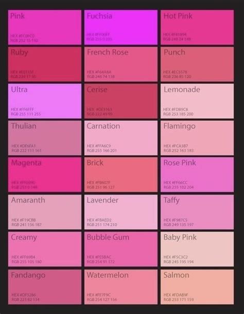 Shades Of Pink Color Palette With Hex Code - HARUNMUDAK