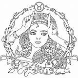 Taurus Zodiac Beauty colouring Page  Adult coloring Pages Mandala sketch template