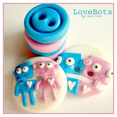 LoveBots | Colors: White, pink, blue Co-op special: (1) 1" F… | Flickr