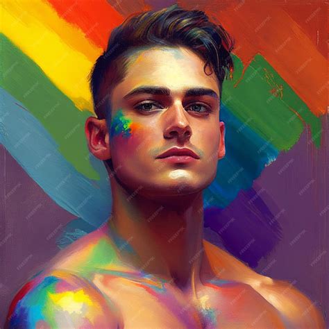 Premium AI Image | Realistic lgbt gay man illustration with flag colors