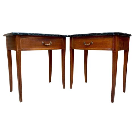 Modern Nightstands with Grey Marble Top, 1940, Set of 2 For Sale at 1stDibs