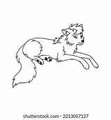 Anime Wolf Outline sketch template