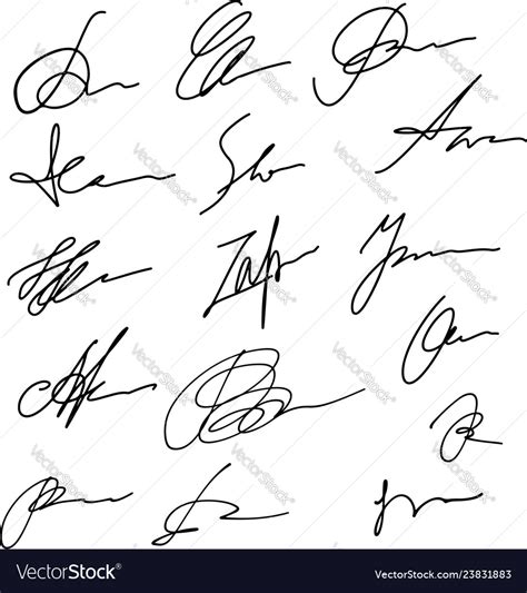 Hand drawn abstract signature set business sign Vector Image