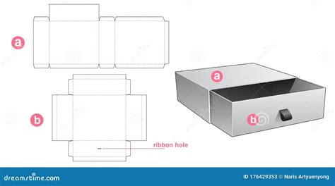 Drawer Box Die Cut Template Stock Vector - Illustration of open ...