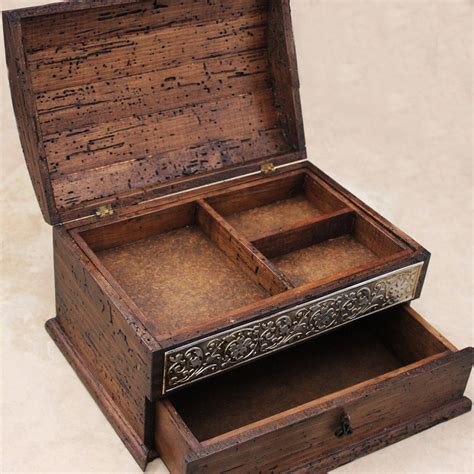 Personalized Rustic Jewelry Box unique details and drawer.