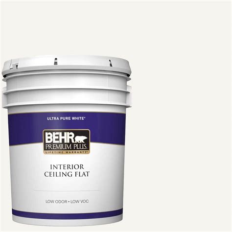 BEHR PREMIUM PLUS 5 gal. Ultra Pure White Ceiling Flat Interior Paint ...