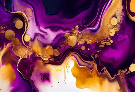 Premium AI Image | Purple and gold abstract painting with gold accents generative ai