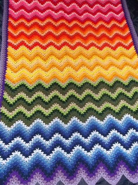 Ripple Pattern Crochet Blanket New Crochet Pattern Rainbow Ripple Ba ...