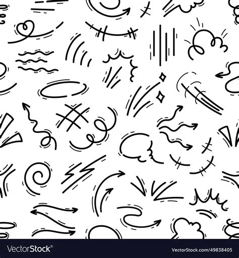 Hand drawn movement motion lines seamless pattern Vector Image