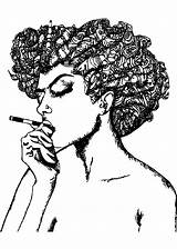 Smoking Woman Coloring Page · Creative Fabrica sketch template