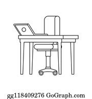 900+ Office Chair With Desk And Laptop Clip Art | Royalty Free - GoGraph