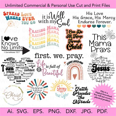 16 Christian Phrases and Designs for SVG, Png, and More. Cut Files for All Cutting Machines ...