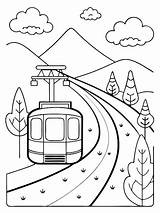 Cable Car coloring Book Pages For Children With Vector Design And  sketch template
