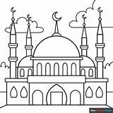 Mosque Coloring Page  Easy Drawing Guides sketch template